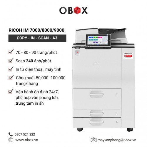 Thuê Máy Photocopy Ricoh IM 7000 8000 9000 | Mạnh Mẽ – Cao Cấp – Hiệu Suất Ấn Tượng